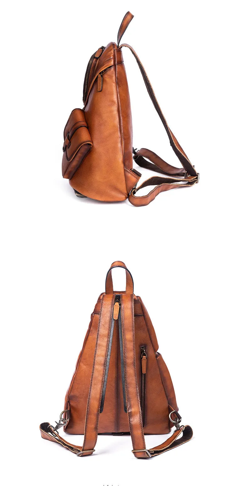Men's Brown Leather Sling Bag Large Convertible Cool Backpacks Sling Crossbody Pack For Men