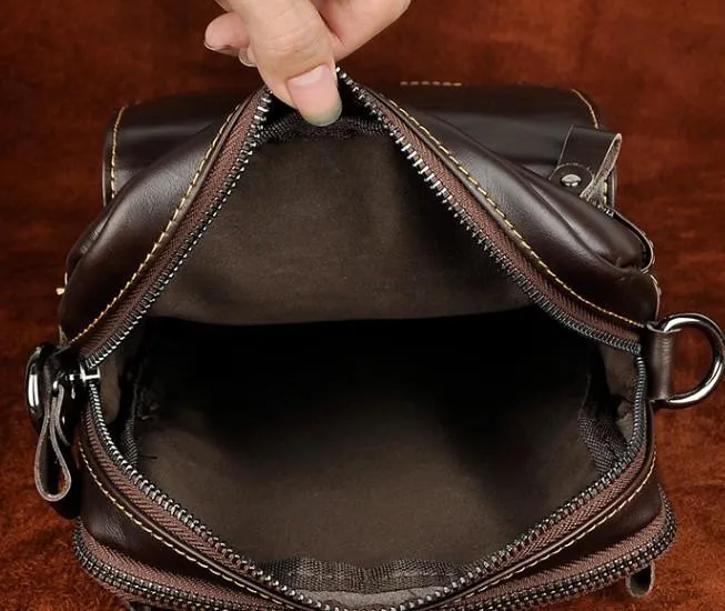 Mens Leather Side Bag Belt Pouch Holster Sling Bag Belt Case Waist Pouch for Men