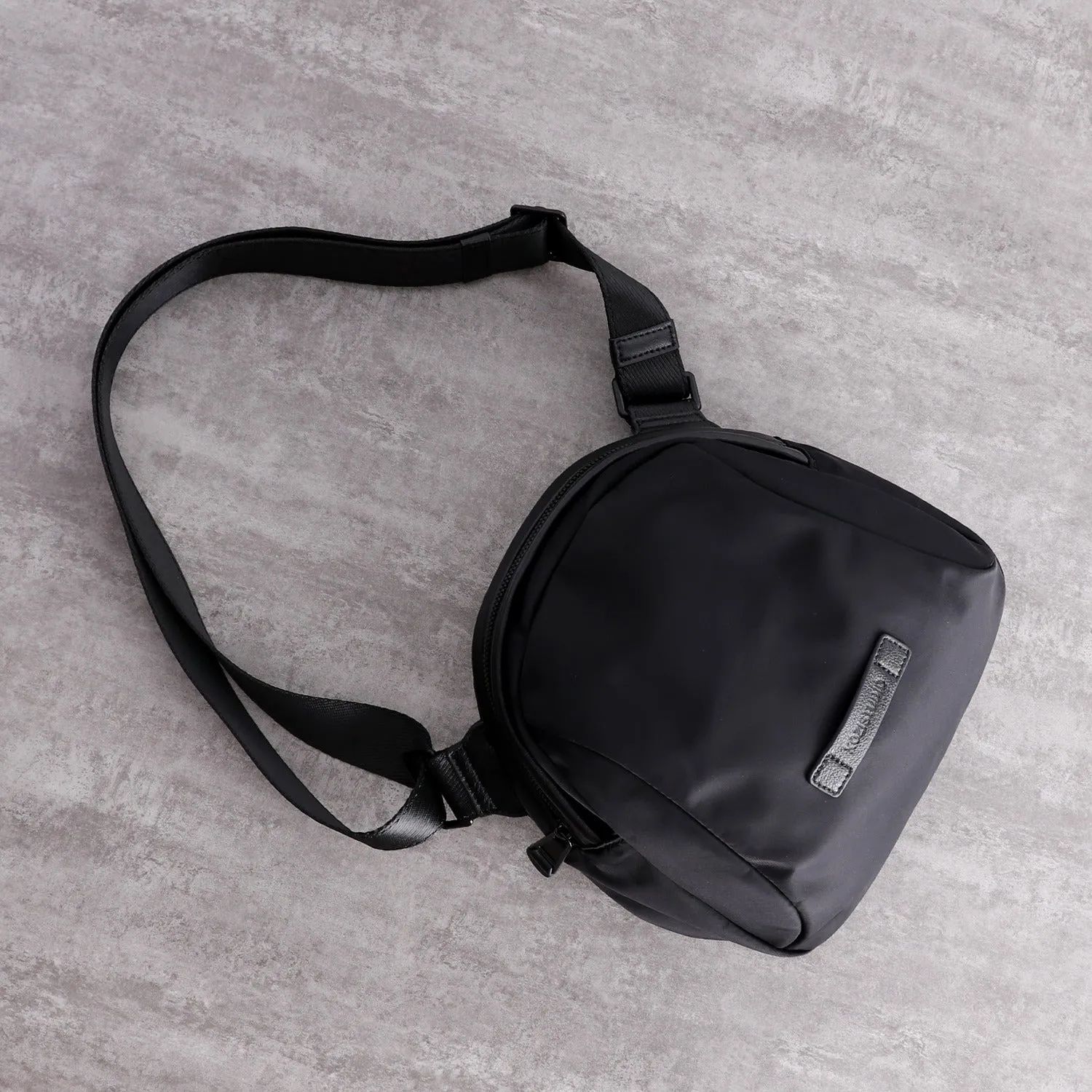 Mens Nylon Leather Crossbody Bag Womens Black Nylon Chest Purse Nylon Sling Bag for Ladies
