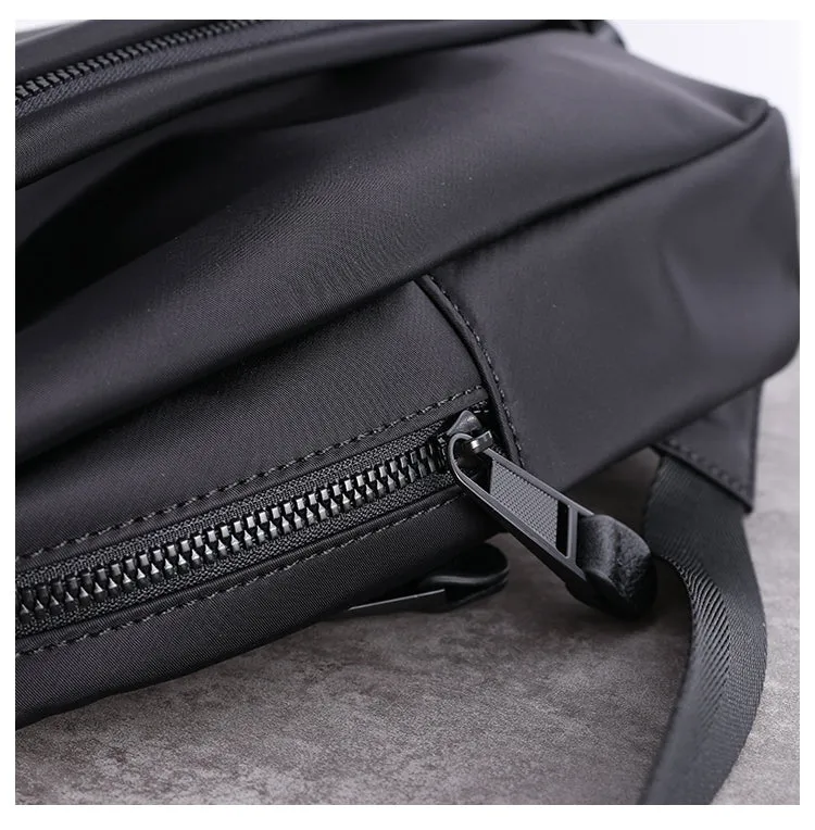 Mens Nylon Sling Bag Waterproof Black Nylon Biker Chest Purse Nylon Crossbody Sling Bag for Men