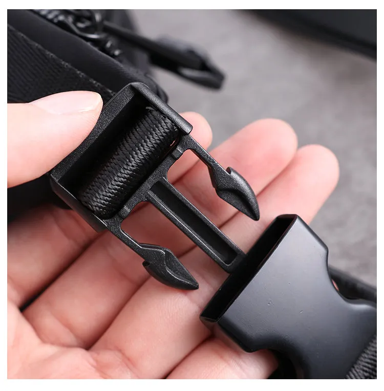 Mens Nylon Sling Bag Waterproof Black Nylon Biker Chest Purse Nylon Crossbody Sling Bag for Men