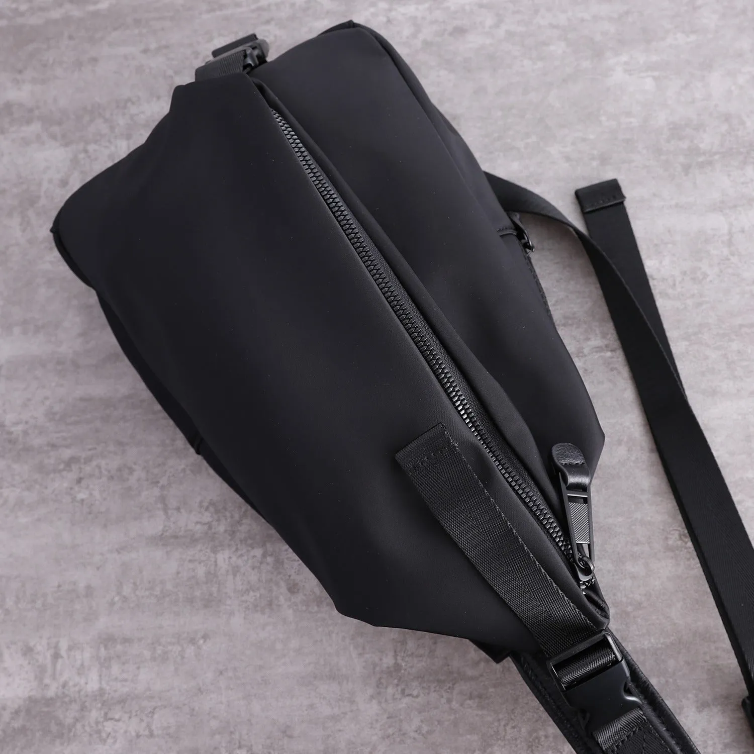 Mens Nylon Sling Bag Waterproof Black Nylon Biker Chest Purse Nylon Crossbody Sling Bag for Men