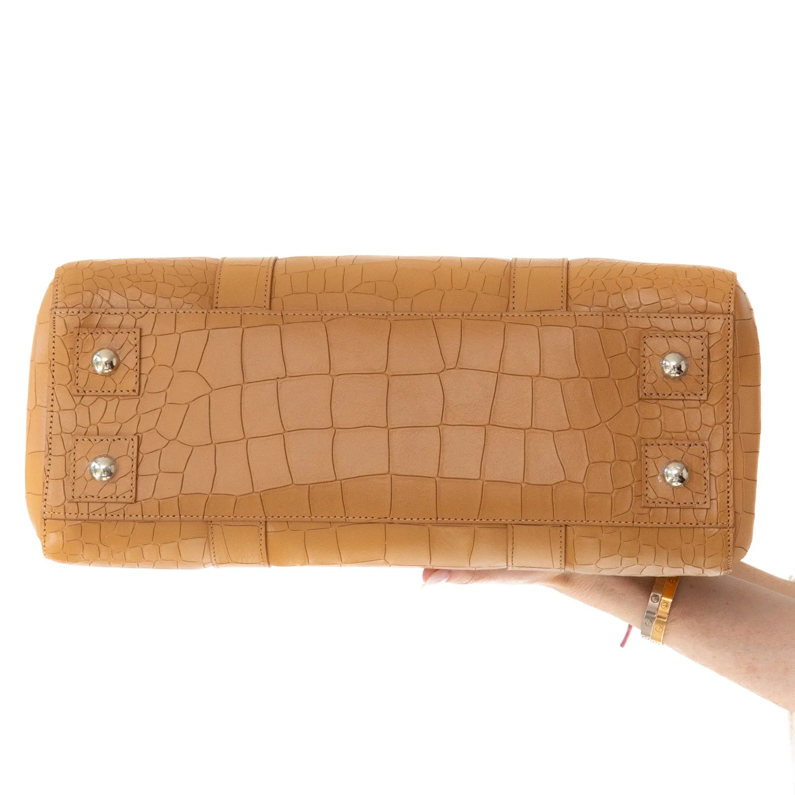Mulberry Bayswater Tan Mock Croc Embossed  Leather Bag