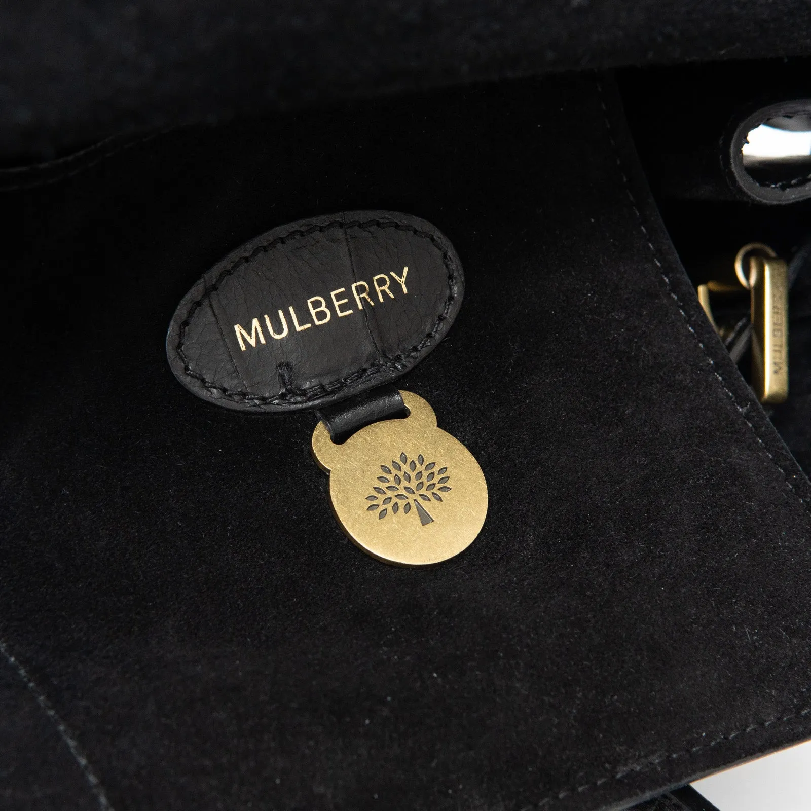Mulberry Black Bayswater Heritage Mock Croc Embossed Leather Bag