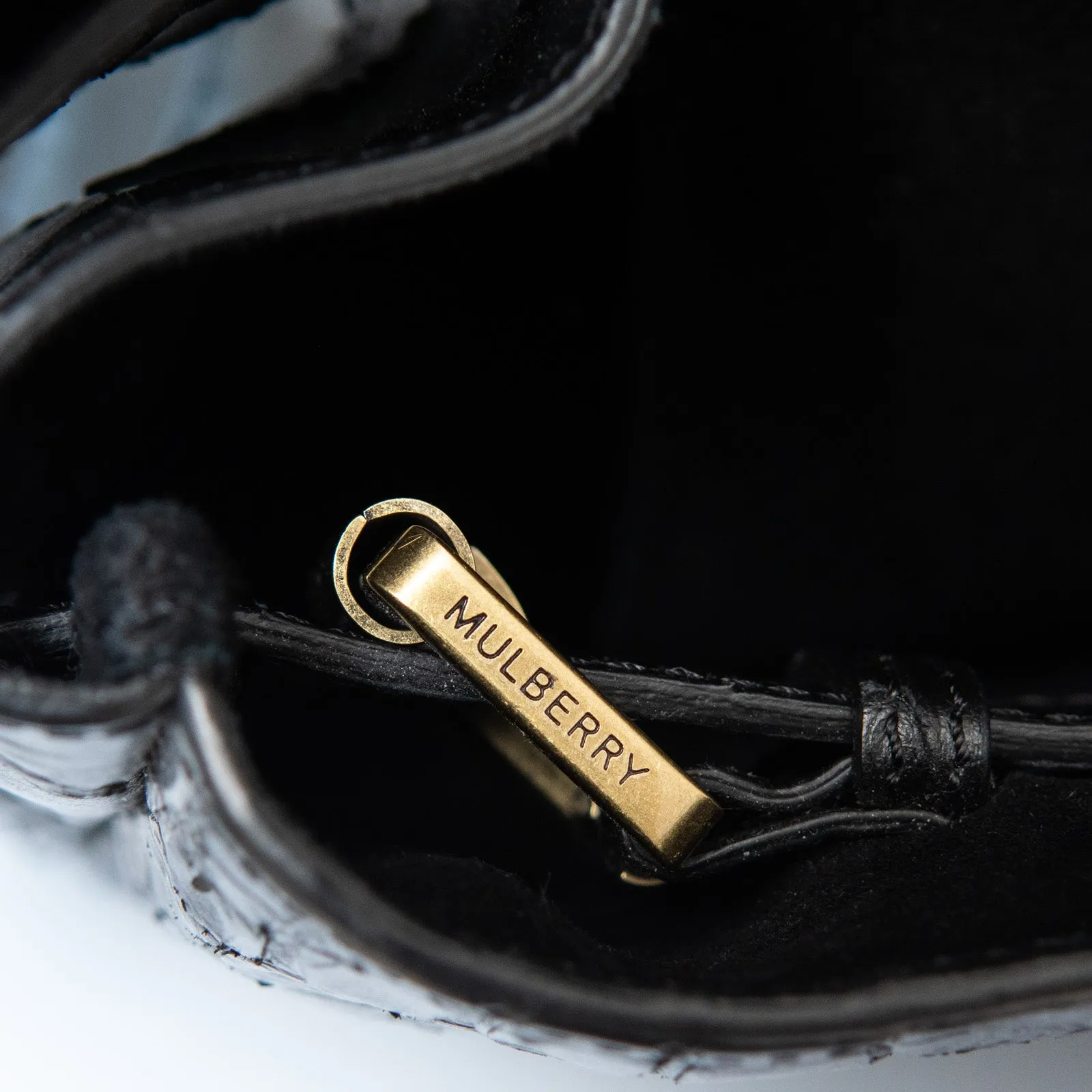 Mulberry Black Bayswater Heritage Mock Croc Embossed Leather Bag