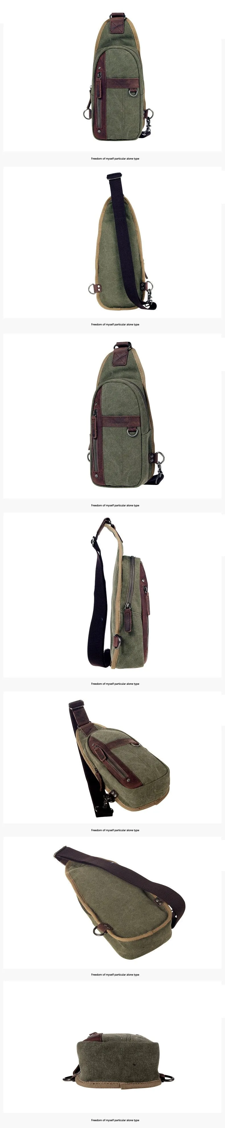 Navy Canvas Sling Backpack Men's Sling Bag Khaki Chest Bag Canvas One shoulder Backpack For Men