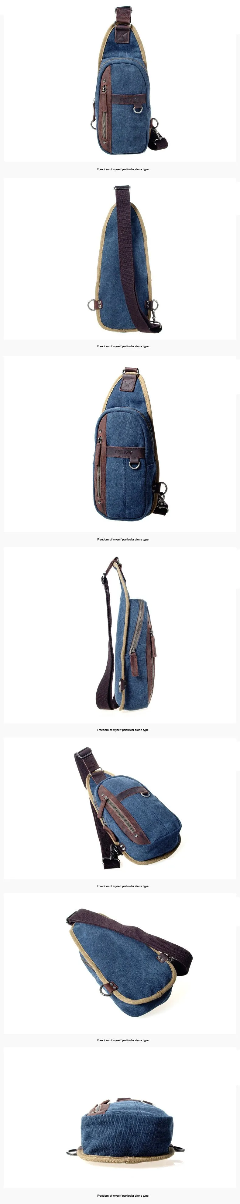 Navy Canvas Sling Backpack Men's Sling Bag Khaki Chest Bag Canvas One shoulder Backpack For Men