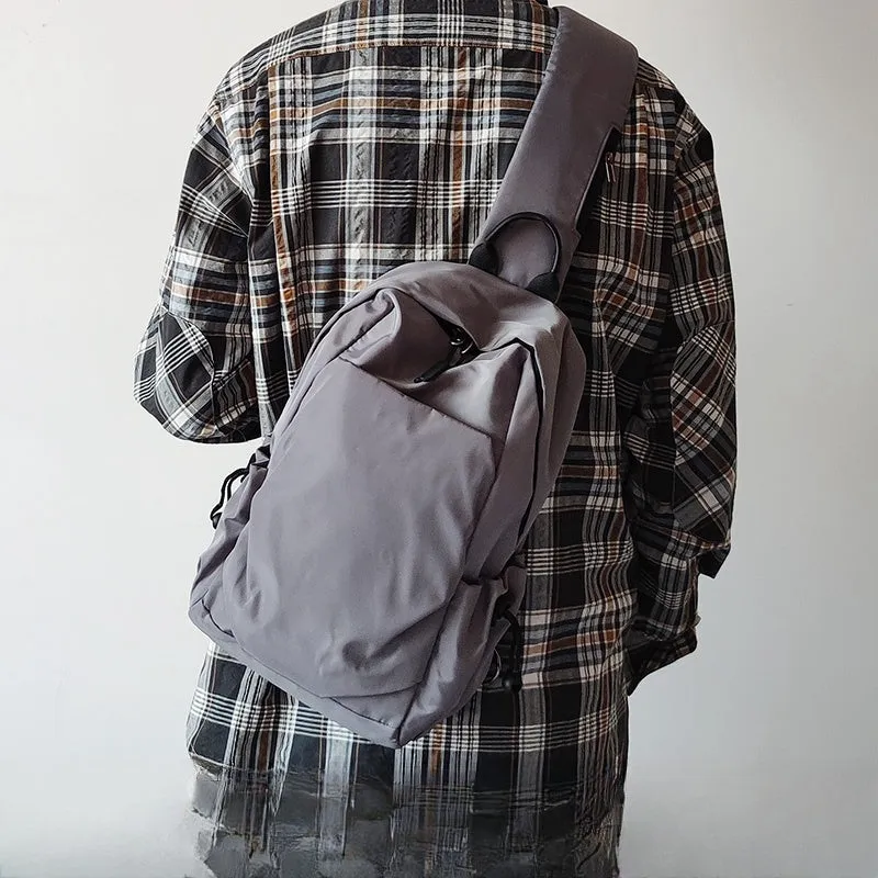 Nylon Gray Large Sling Bag For Men Sling Bag For Big Men Mens Large Sling Bag
