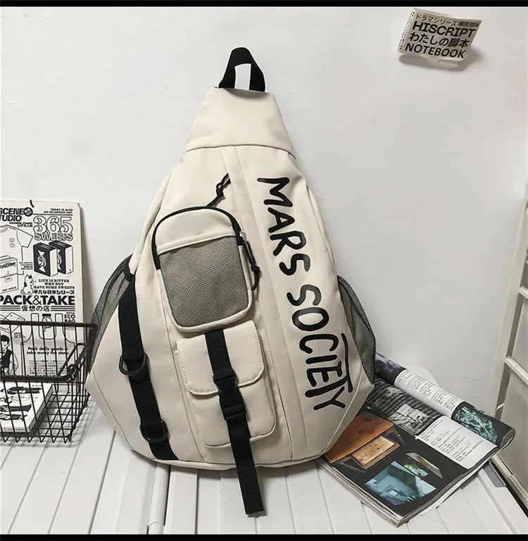 Nylon Large Sling Bag For Big Men Gray Waterproof Hiking Huge Sling Bag For Women