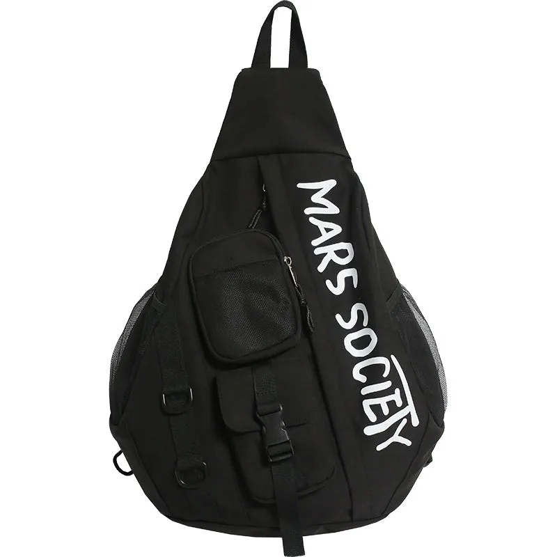 Nylon Large Sling Bag For Big Men Gray Waterproof Hiking Huge Sling Bag For Women