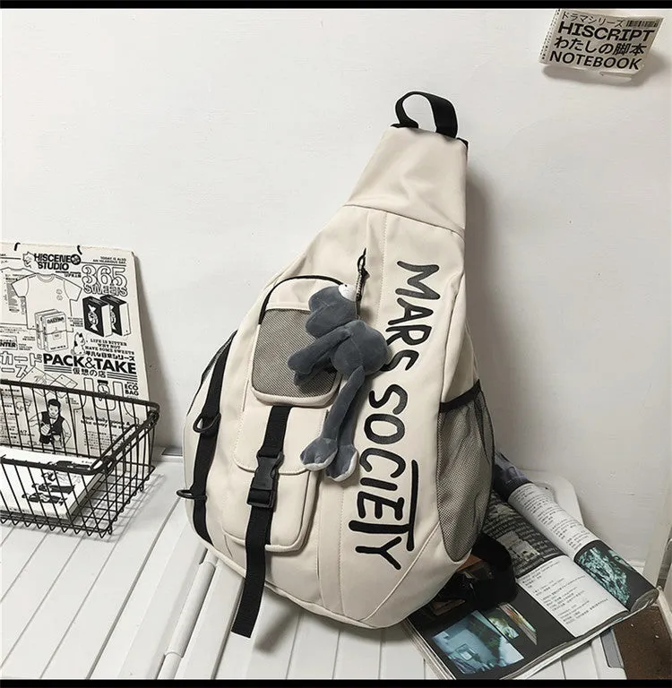 Nylon Large Sling Bag For Big Men Gray Waterproof Hiking Huge Sling Bag For Women