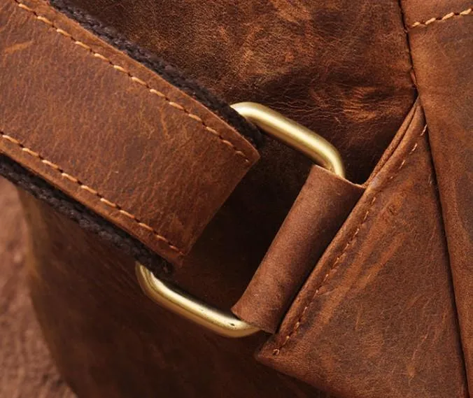 One Shoulder Backpack For Men Vintage Brown Leather Chest Bag Cool Sling Bags Crossbody Sling Bag
