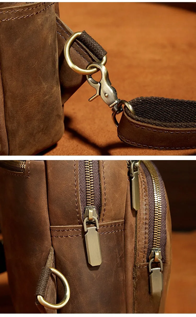 One Shoulder Backpack For Men Vintage Brown Leather Chest Bag Cool Sling Bags Crossbody Sling Bag
