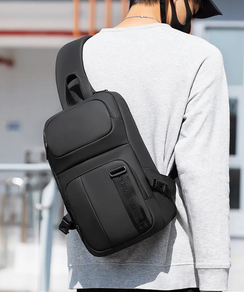 Oxford Fabric Black Large Sling Bag For Men Waterproof Business Sling Bag For Big Men