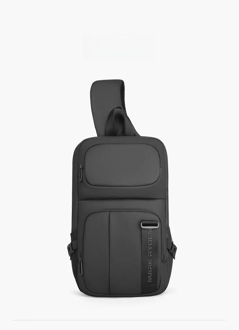 Oxford Fabric Black Large Sling Bag For Men Waterproof Business Sling Bag For Big Men