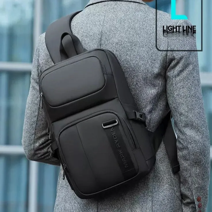 Oxford Fabric Black Large Sling Bag For Men Waterproof Business Sling Bag For Big Men