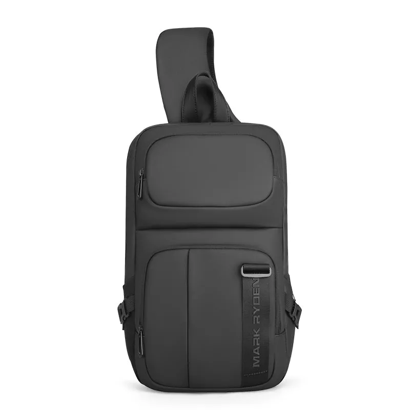 Oxford Fabric Black Large Sling Bag For Men Waterproof Business Sling Bag For Big Men