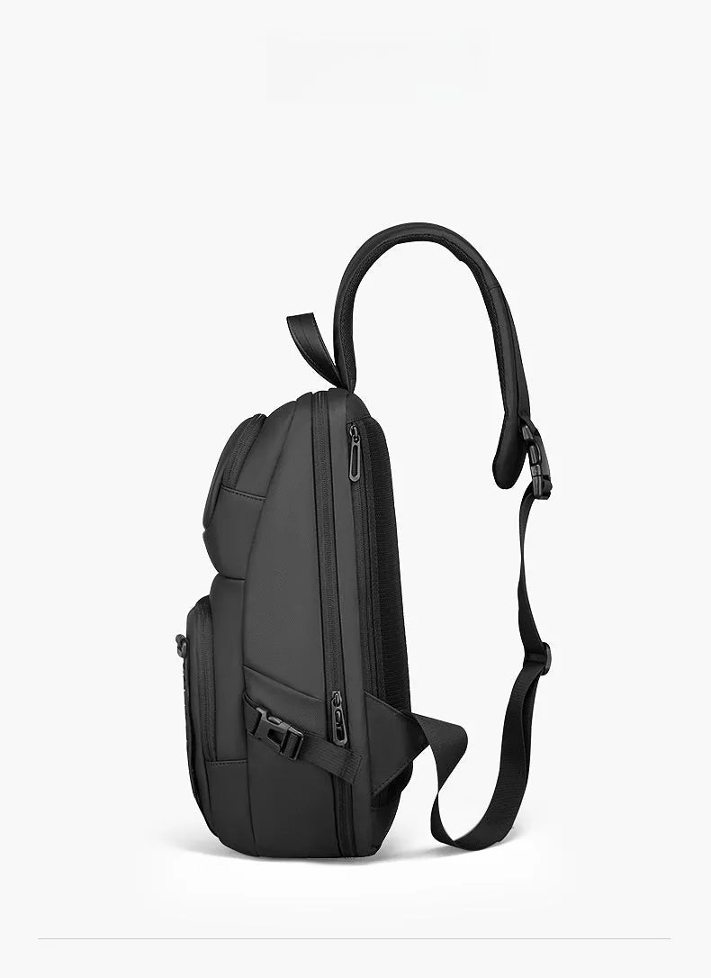 Oxford Fabric Black Large Sling Bag For Men Waterproof Business Sling Bag For Big Men