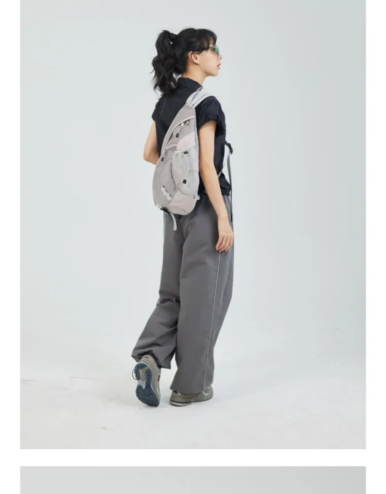 Oxford Fabric Gray Large Sling Bag For Women Waterproof Hiking Sling Bag For Big Men
