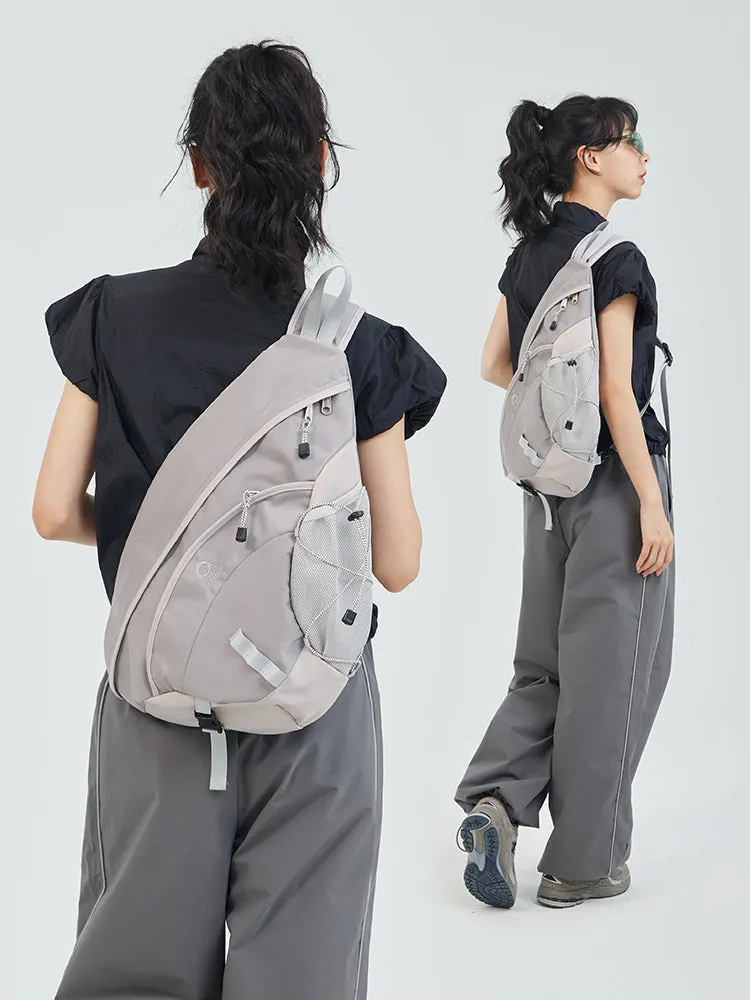 Oxford Fabric Gray Large Sling Bag For Women Waterproof Hiking Sling Bag For Big Men