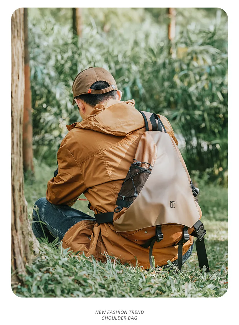 Oxford Fabric Large Sling Bag For Men Waterproof Hiking Black Sling Bag For Big Men