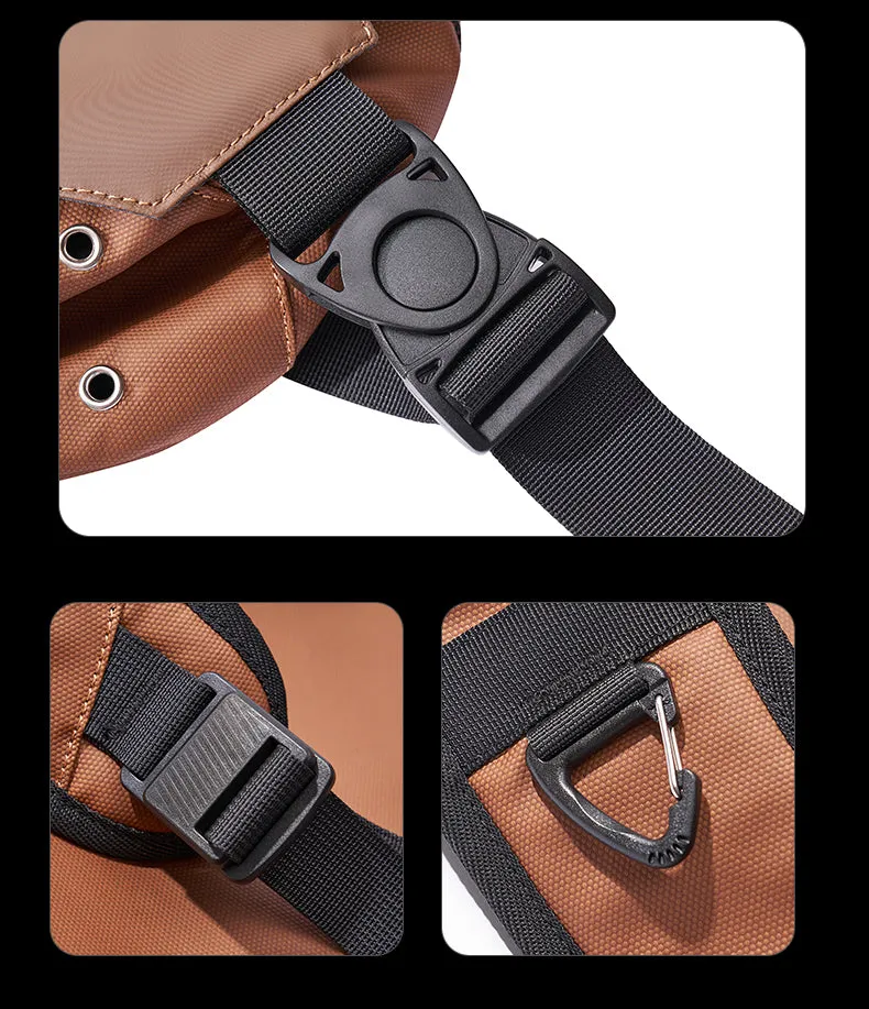 Oxford Fabric Large Sling Bag For Men Waterproof Hiking Black Sling Bag For Big Men