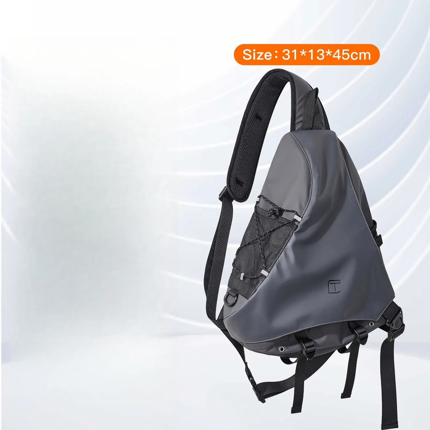 Oxford Fabric Large Sling Bag For Men Waterproof Hiking Black Sling Bag For Big Men