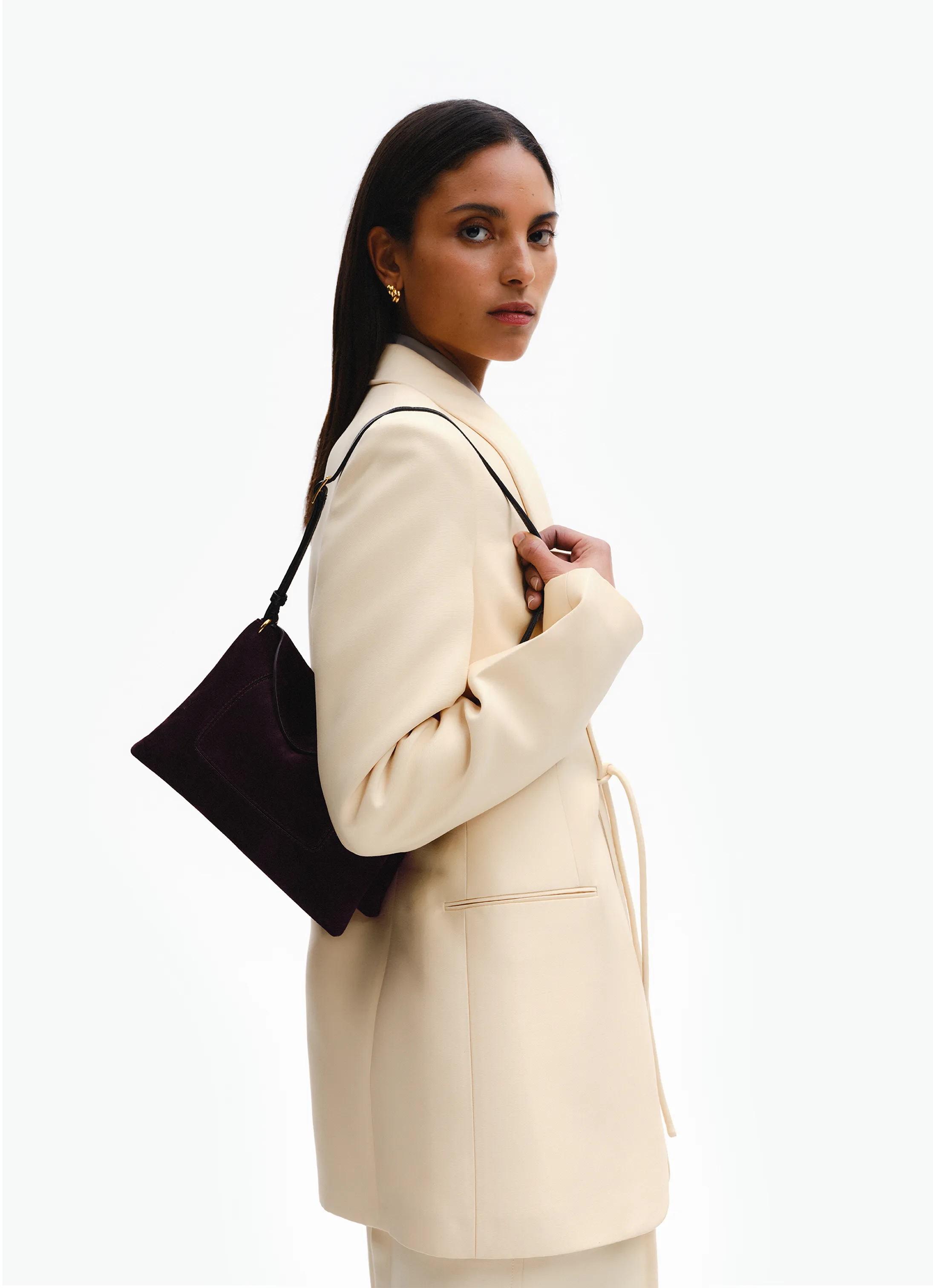 Penelope Slouch Bag - Acai Suede