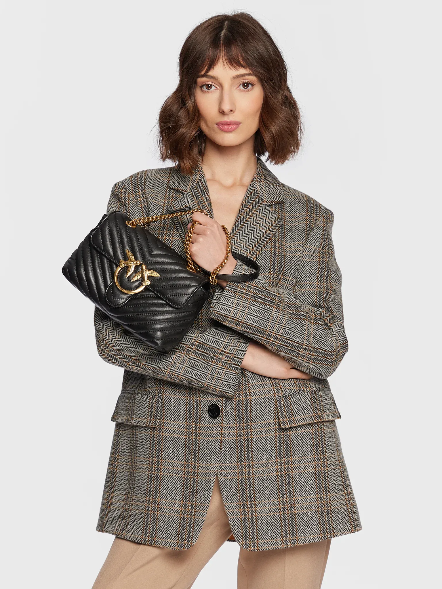P.I.N.K.O. Love Mini Lady Puff Chevron Bag