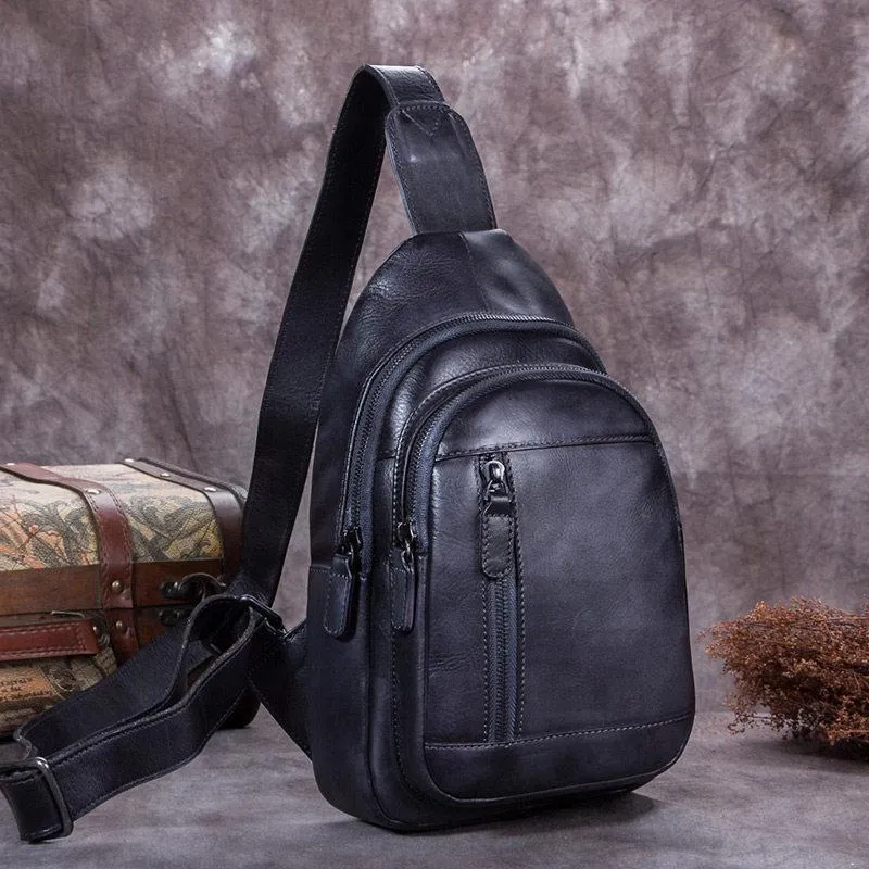 Purple Womens Leather Sling Bag Brown Chest Bags Purple One Shoulder Backpack for ladies