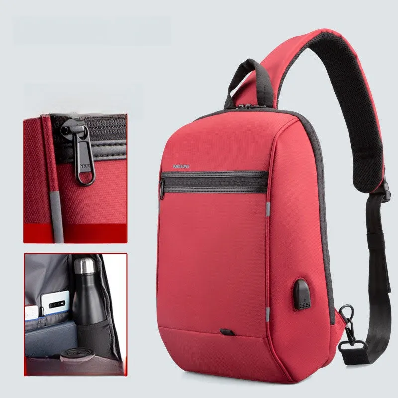 Red Waterproof Large Sling Bag For Men Oxford Fabric Business Sling Bag For Big Men