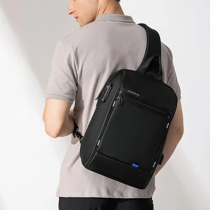 Red Waterproof Large Sling Bag For Men Oxford Fabric Business Sling Bag For Big Men
