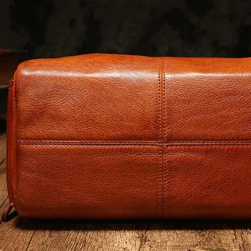 Red Women's Leather Doctor Tool Handbag Doctor Brown Shoulder Purse for Ladies