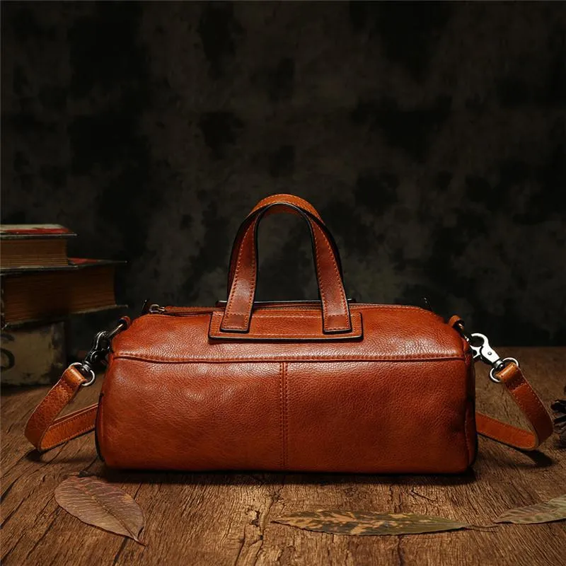 Red Women's Leather Doctor Tool Handbag Doctor Brown Shoulder Purse for Ladies