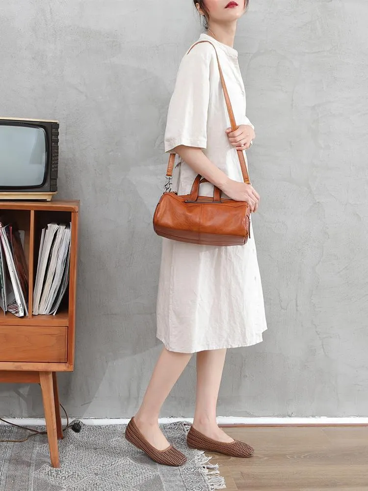 Red Women's Leather Doctor Tool Handbag Doctor Brown Shoulder Purse for Ladies