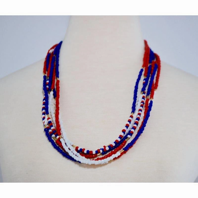 Red White Blue Women's Multi Strands Necklace