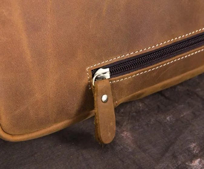 Retro Brown Leather Chest Bag Sling Bag Crossbody Sling Bag Hiking Sling Bag For Men