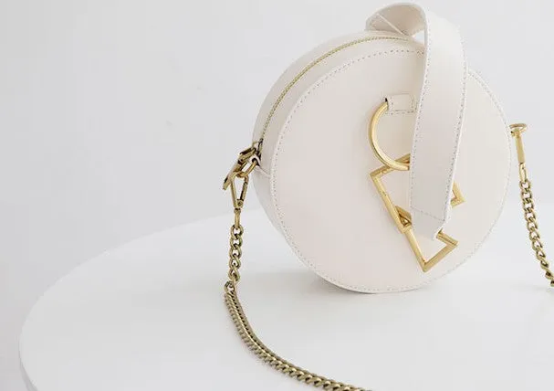 Round Leather Womens Stylish Circle Handbag Round Purse for Women