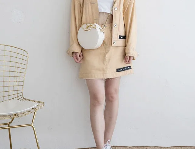 Round Leather Womens Stylish Circle Handbag Round Purse for Women