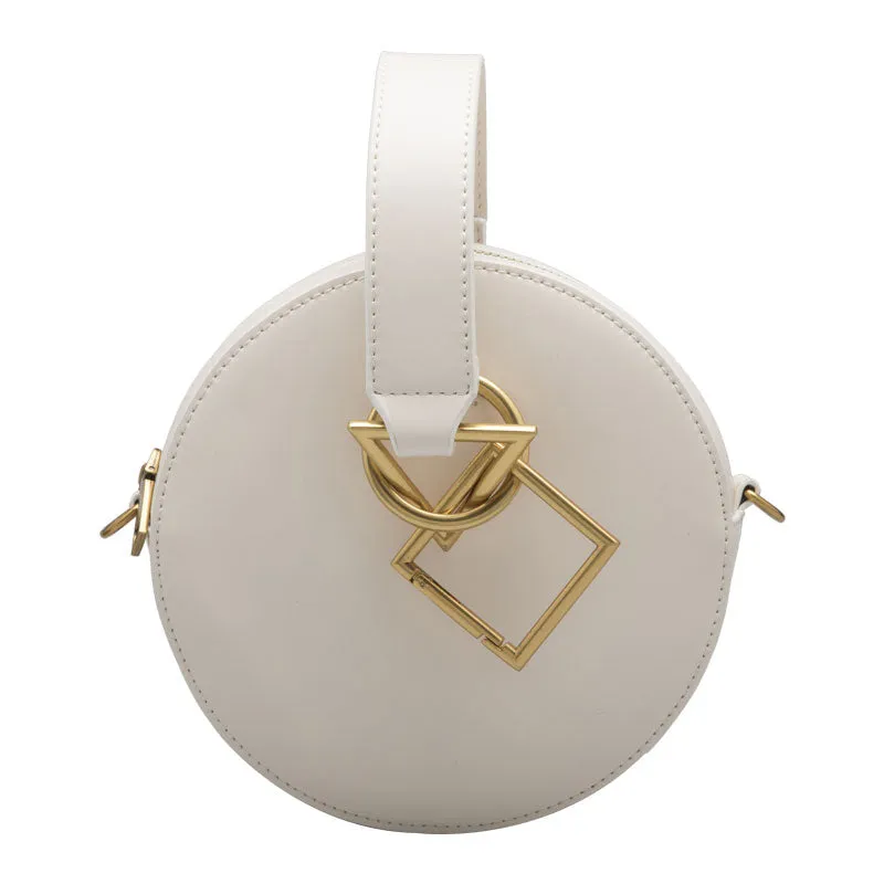 Round Leather Womens Stylish Circle Handbag Round Purse for Women