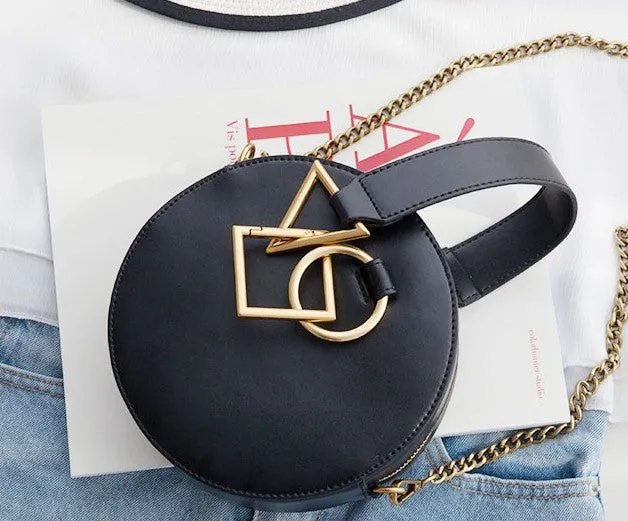 Round Leather Womens Stylish Circle Handbag Round Purse for Women