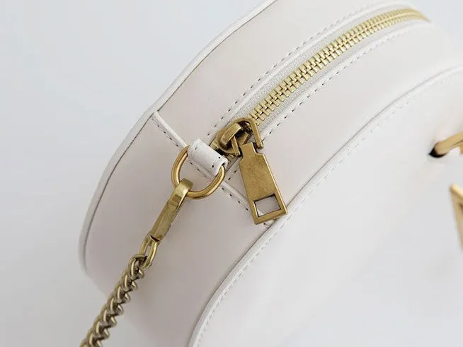 Round Leather Womens Stylish Circle Handbag Round Purse for Women