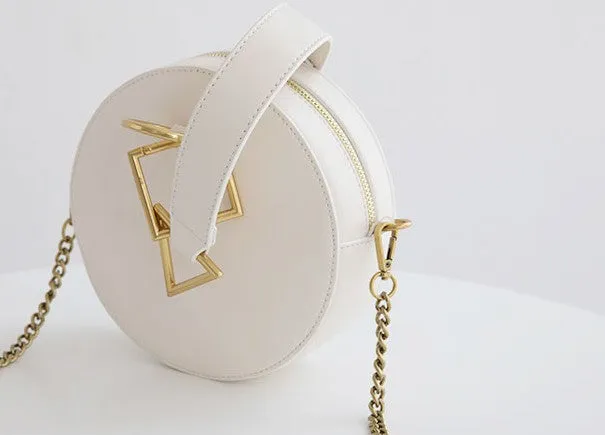 Round Leather Womens Stylish Circle Handbag Round Purse for Women