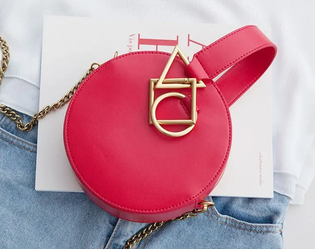 Round Leather Womens Stylish Circle Handbag Round Purse for Women