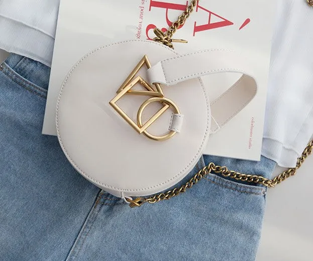 Round Leather Womens Stylish Circle Handbag Round Purse for Women