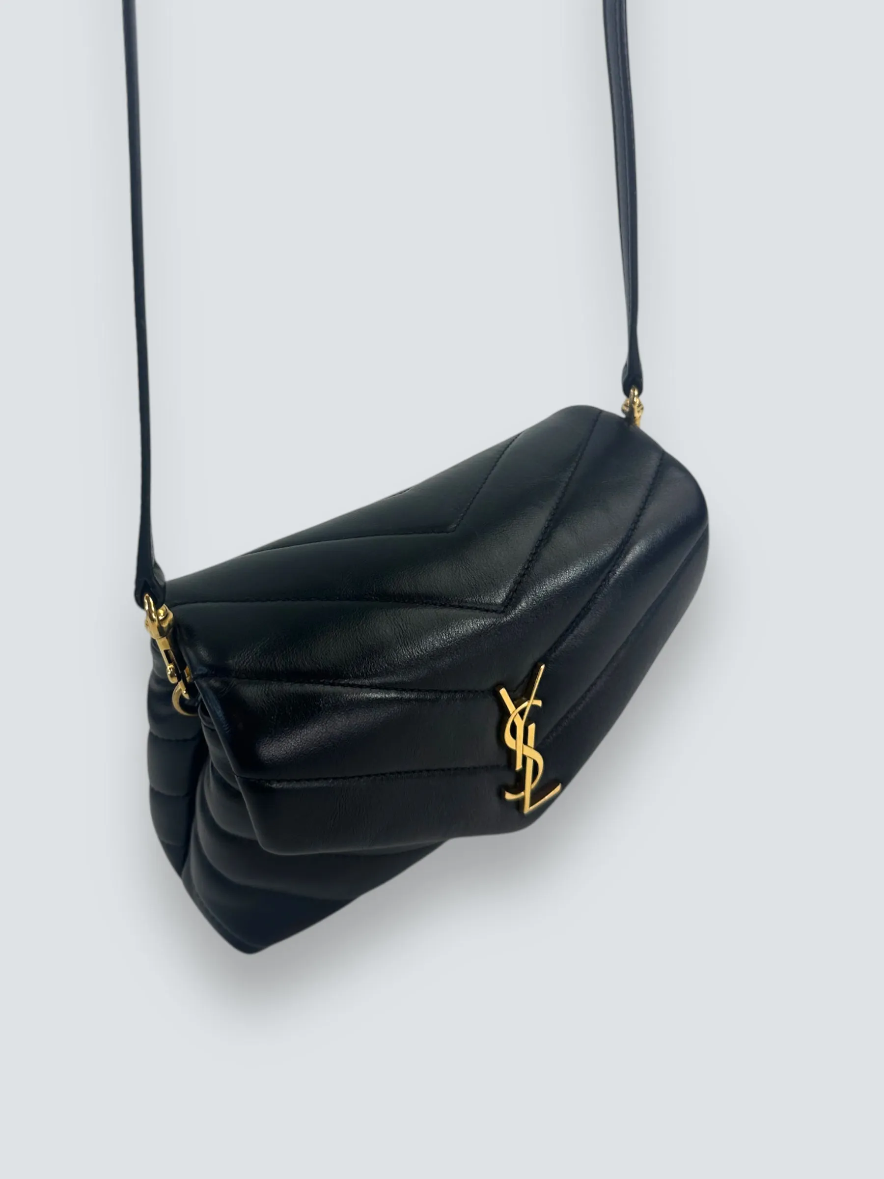 Saint Laurent Black Quilted Leather Toy Lou Lou Crossbody