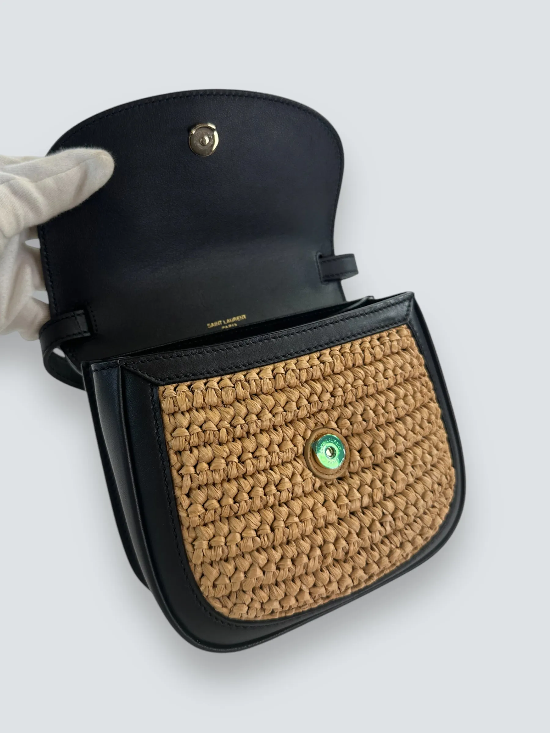 Saint Laurent Woven Raffia Kaia Satchel