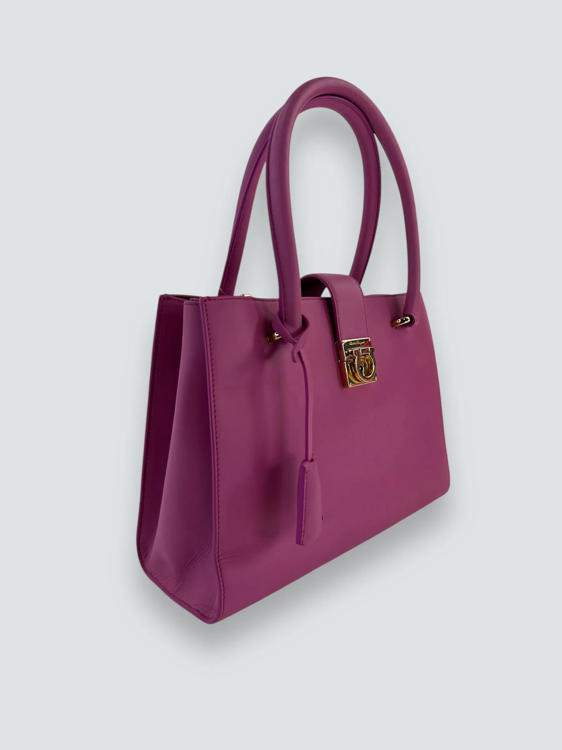 Salvatore Ferragamo Pink Leather Gancini Tote
