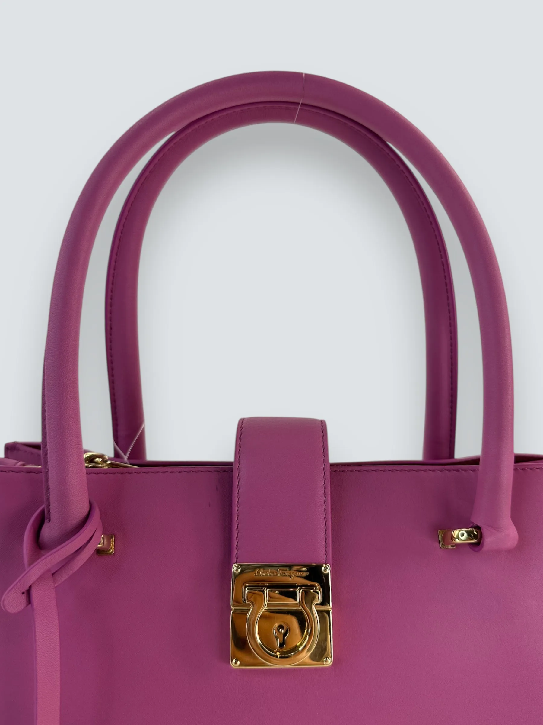 Salvatore Ferragamo Pink Leather Gancini Tote
