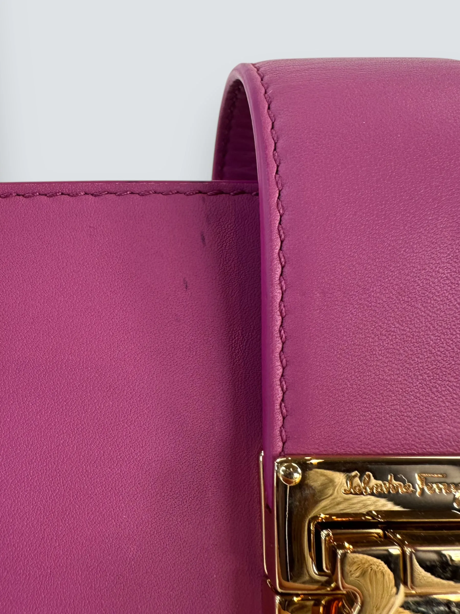 Salvatore Ferragamo Pink Leather Gancini Tote